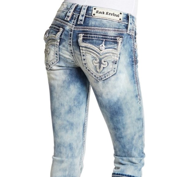 Rock Revival Capri Cropped Bling Jeans NEW - Picture 2 of 4